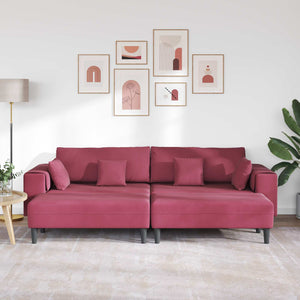 3-teiliges Samt Sofa Weinrot