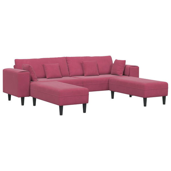 3-teiliges Samt Sofa Weinrot