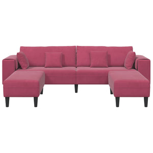 3-teiliges Samt Sofa Weinrot