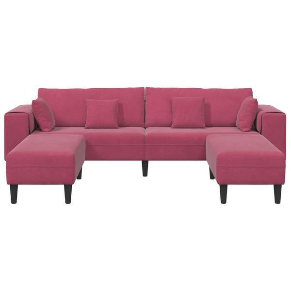 3-teiliges Samt Sofa Weinrot