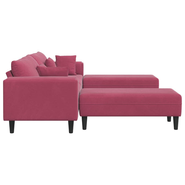 3-teiliges Samt Sofa Weinrot