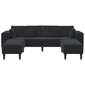 Schwarzes 3-teiliges Samt Sofa