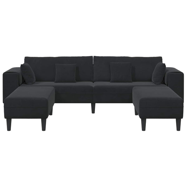 Schwarzes 3-teiliges Samt Sofa
