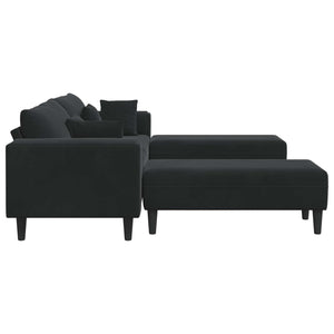 Schwarzes 3-teiliges Samt Sofa