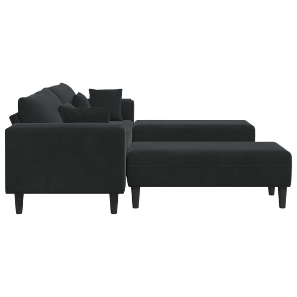 Schwarzes 3-teiliges Samt Sofa