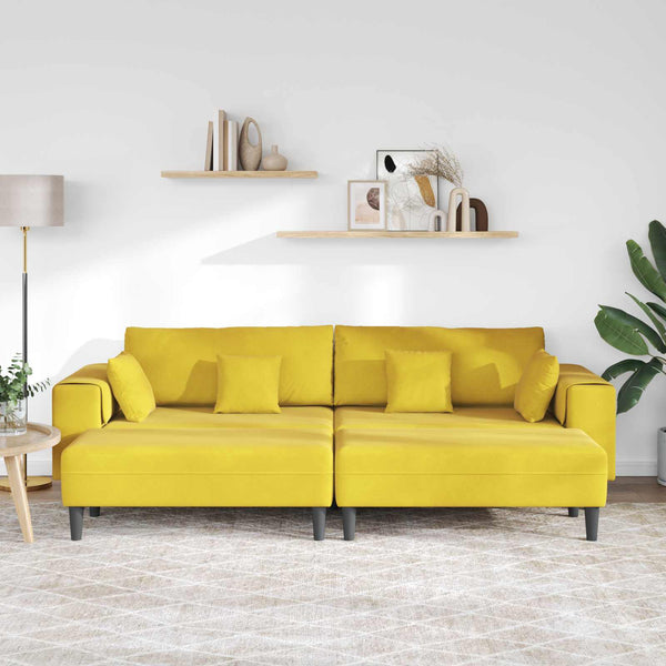 Gelbes 3-Sitzer Samt Sofa