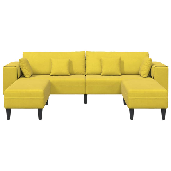 Gelbes 3-Sitzer Samt Sofa