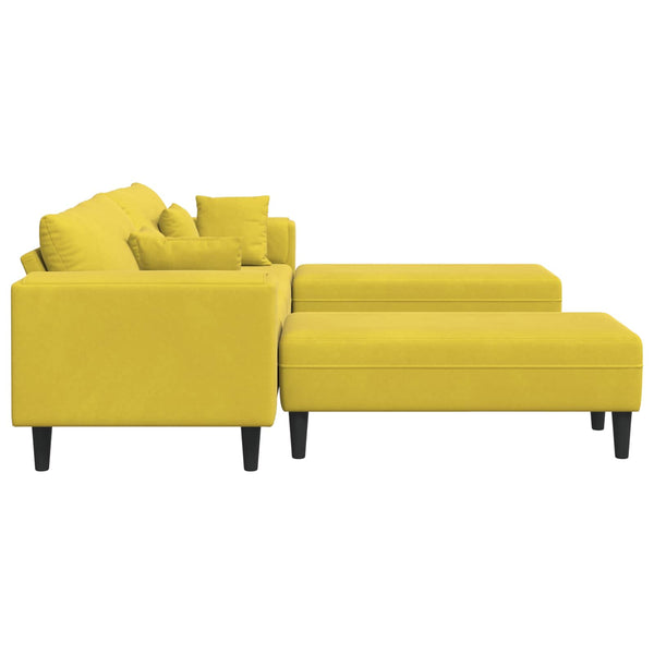 Gelbes 3-Sitzer Samt Sofa