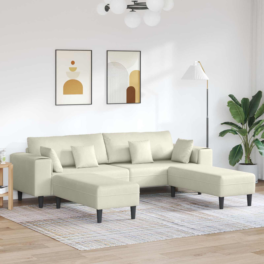 3-teiliges Creme Sofa Samt
