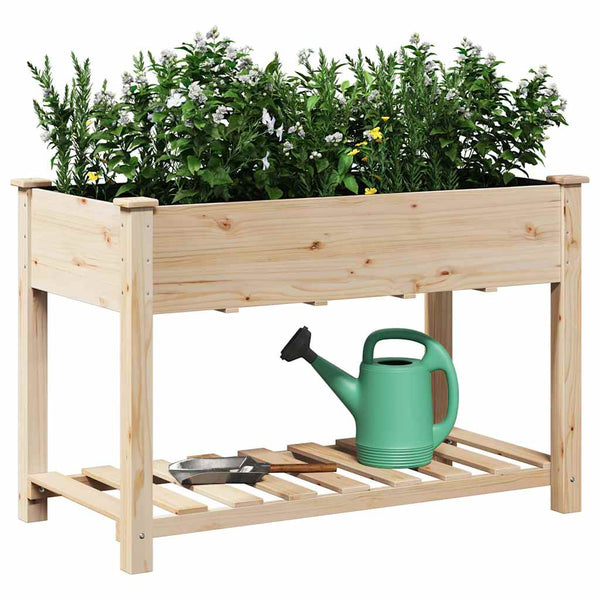 Beiges Garten-Pflanzgefäß mit Regal