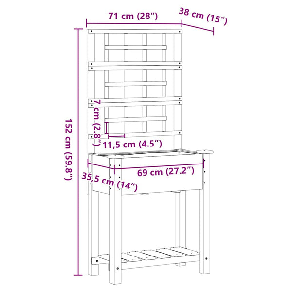vidaXL Jardinière de jardin Beige 71 x 38 x 152 cm Bois de sapin massif
