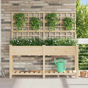 Beiges Garten-Pflanzgefäß mit Regal