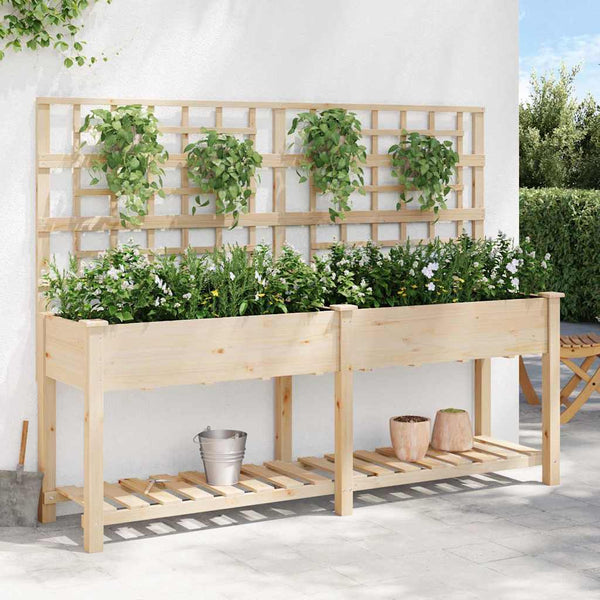 Beiges Garten-Pflanzgefäß mit Regal