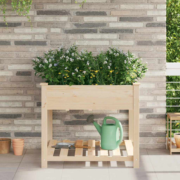 Beige Garten-Pflanzgefäß mit Regal 90x90 cm
