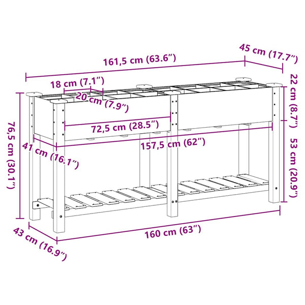 Beiges Garten-Pflanzgefäß mit Regal 161,5 cm
