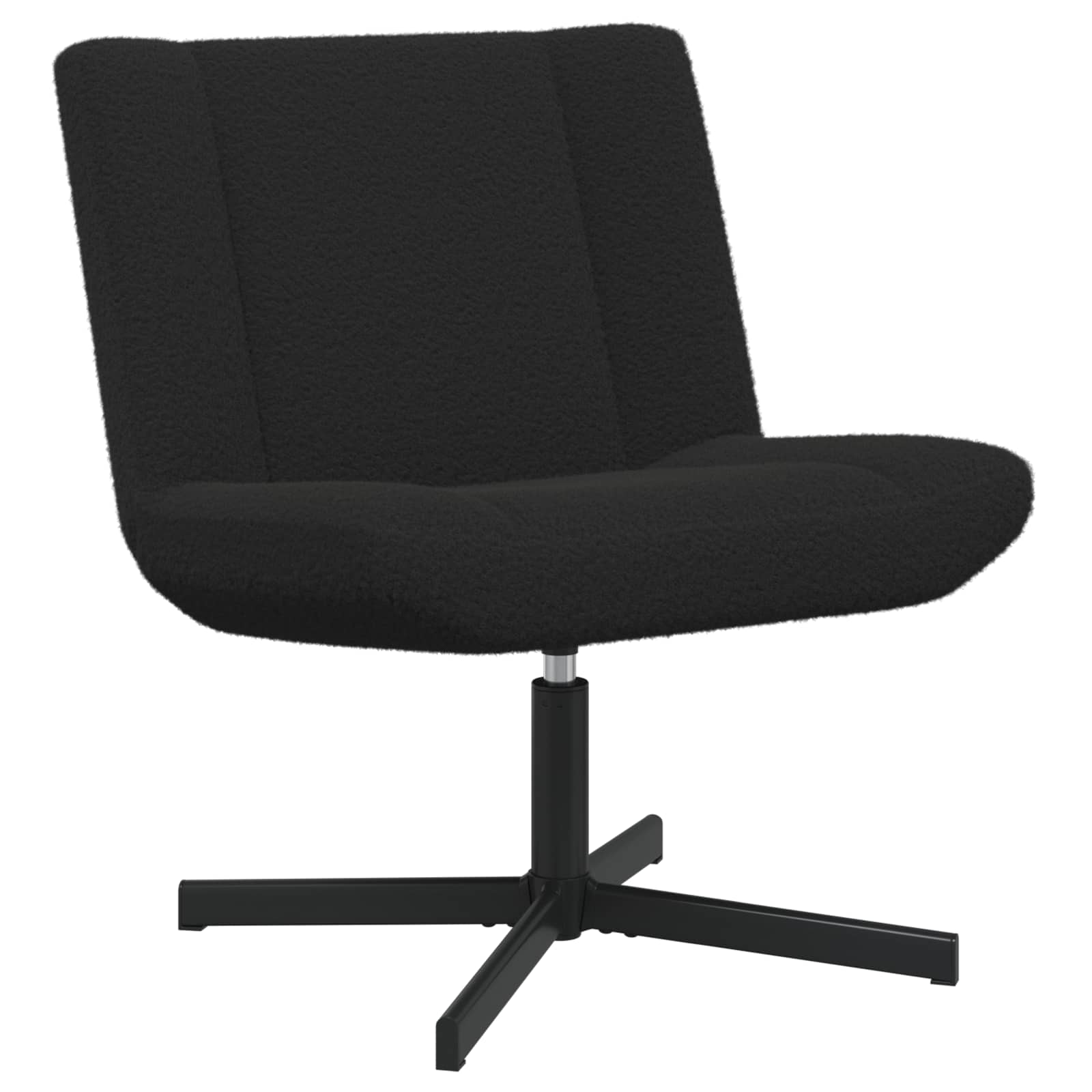 Schwarzer Drehstuhl Schafsleder 63x75x76cm