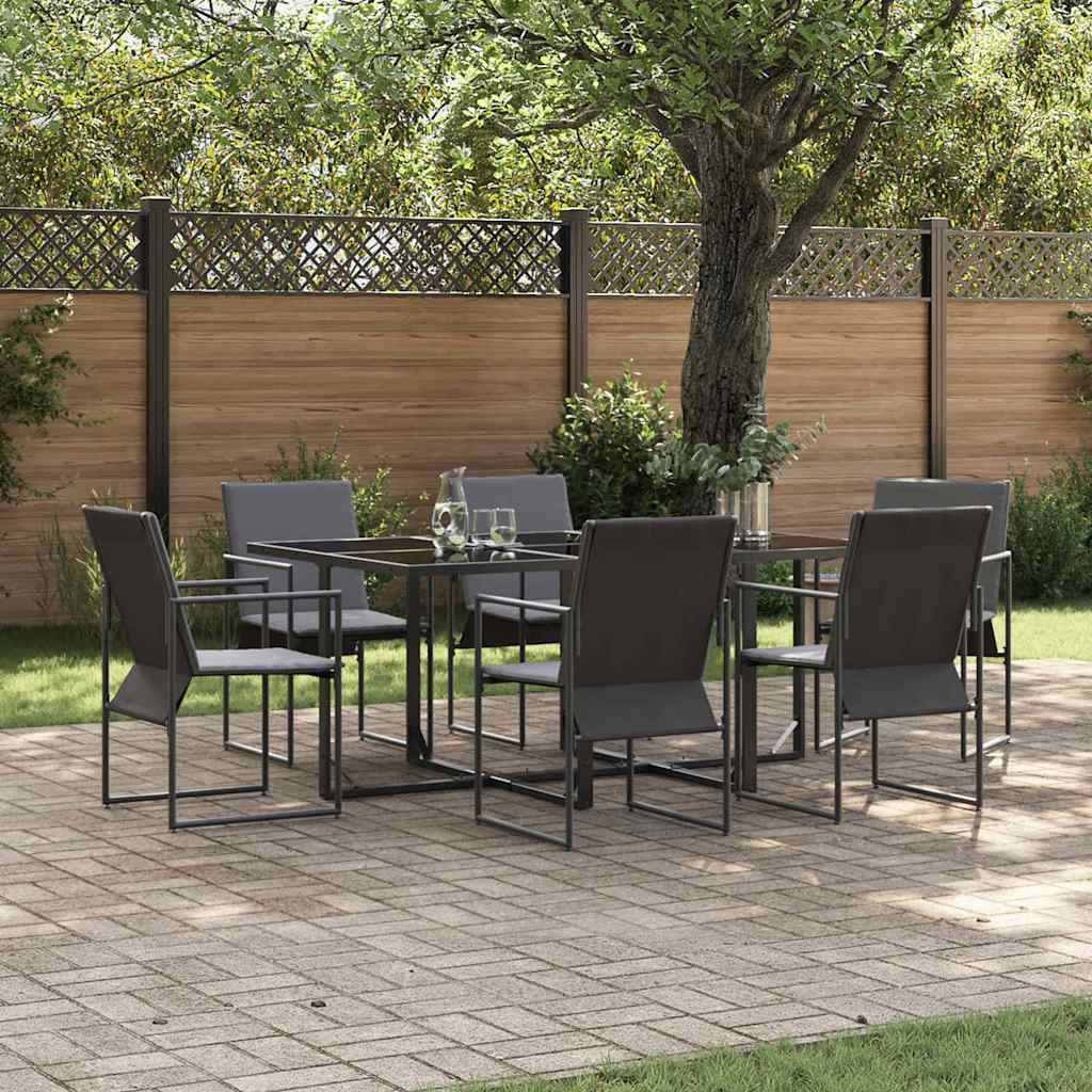Garten Essgruppe 7-teilig Schwarz Stahl