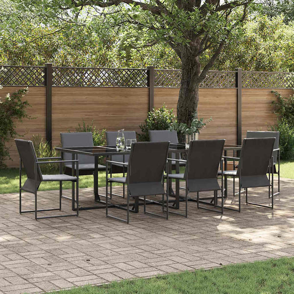 Garten Essgruppe 9-teilig Schwarz Stahl