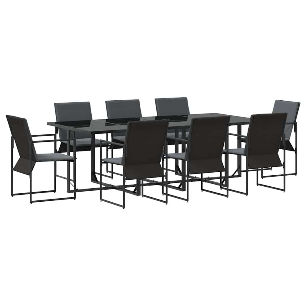 Garten Essgruppe 9-teilig Schwarz Stahl