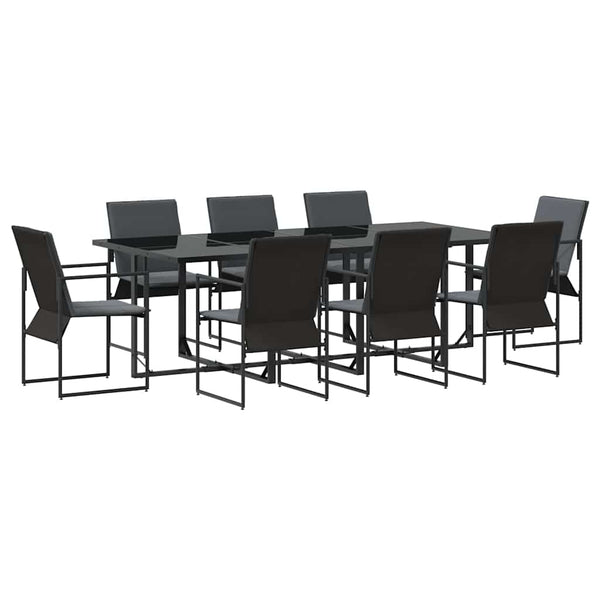 Garten Essgruppe 9-teilig Schwarz Stahl