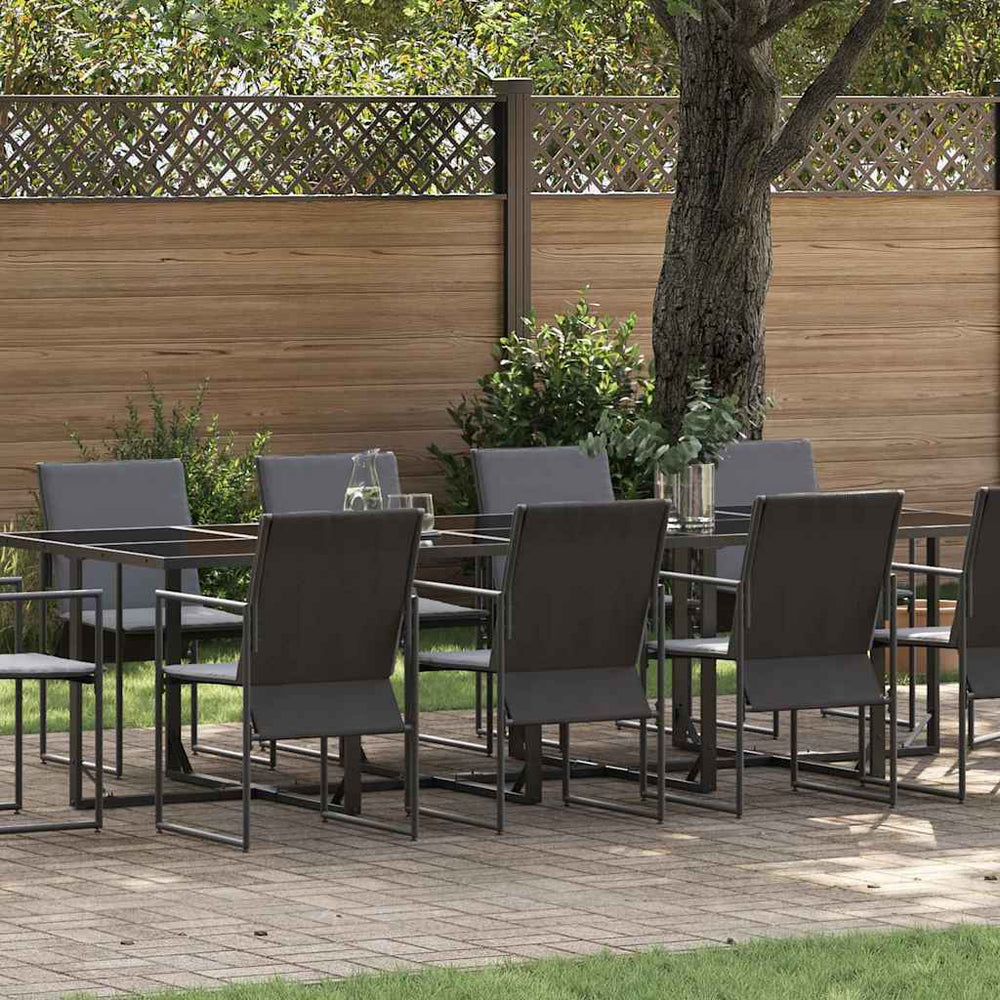 vidaXL Ensemble de salle à manger de jardin 11 pcs Acier Noir