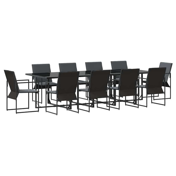 Garten Essgruppe 11-teilig Schwarz Stahl