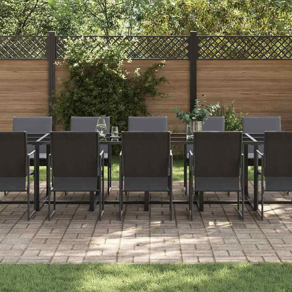 Garten Essgruppe 13-teilig Schwarz Stahl