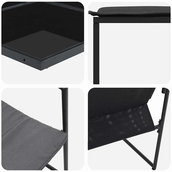Garten Essgruppe 15-teilig Schwarz Stahl