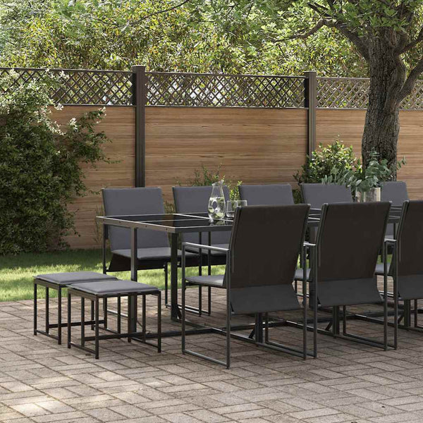Garten Essgruppe 15-teilig Schwarz Stahl