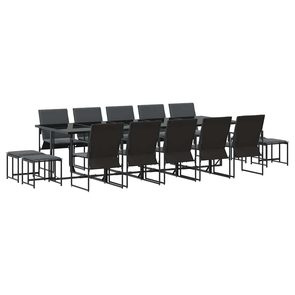 Garten Essgruppe 15-teilig Schwarz Stahl