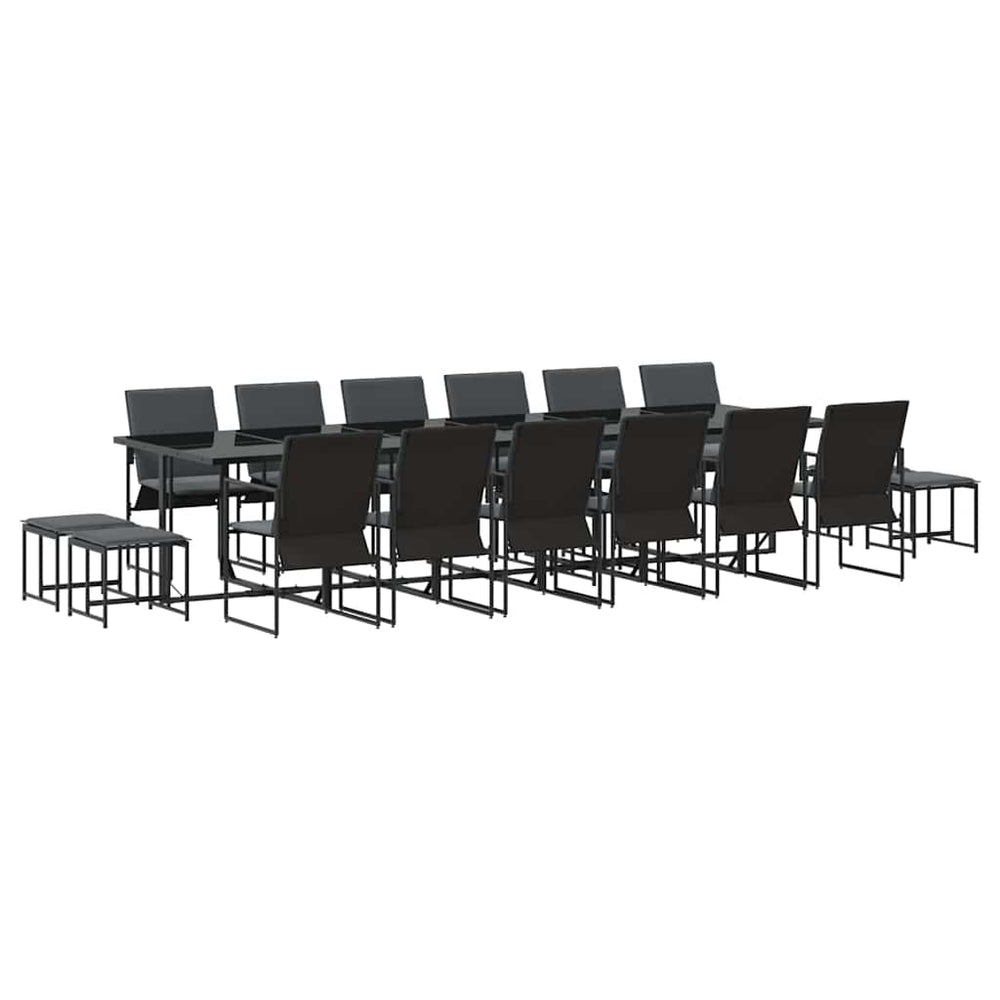 vidaXL Salon de jardin 17 pcs Noir Acier