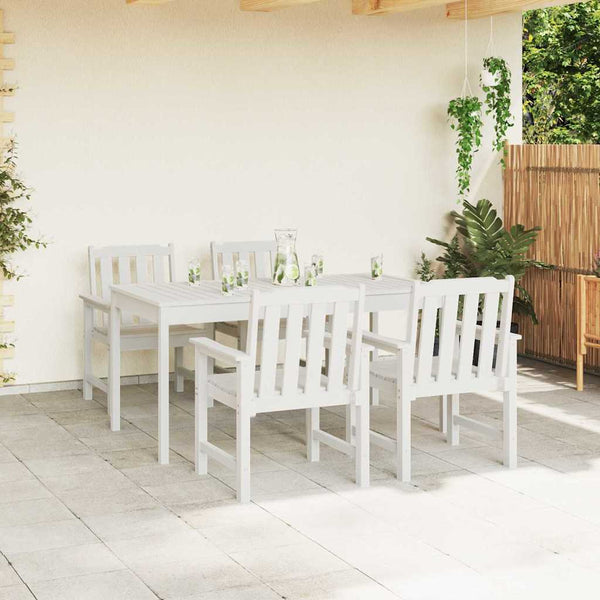 Gartenstuhl 4er Set Weiß Polyethylen