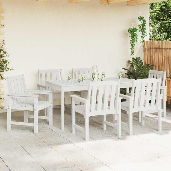 Gartenstuhl 6er Set Weiß Polyethylen