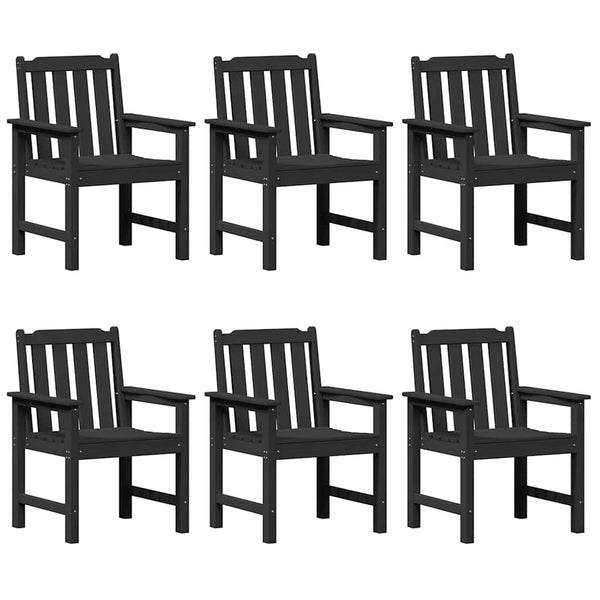Gartenstuhl 6er Set Schwarz Polyethylen