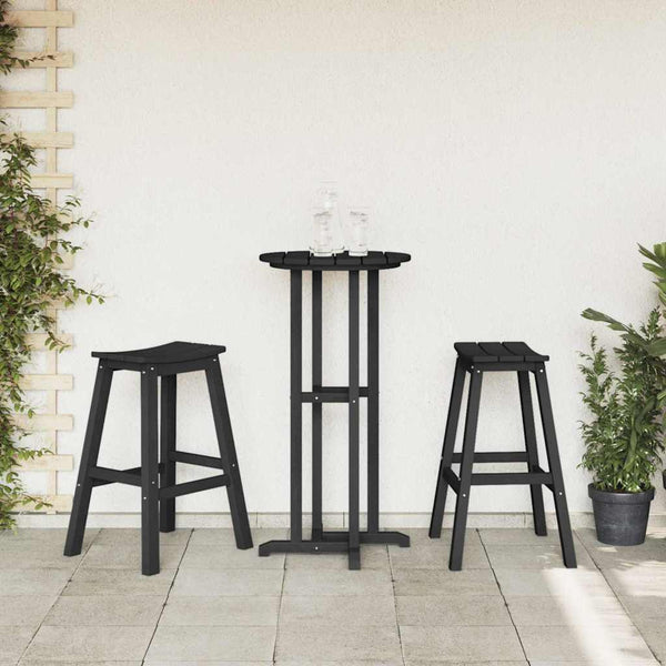 Garten Bar Set 3-teilig Schwarz HDPE