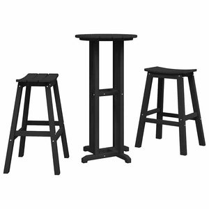 Garten Bar Set 3-teilig Schwarz HDPE