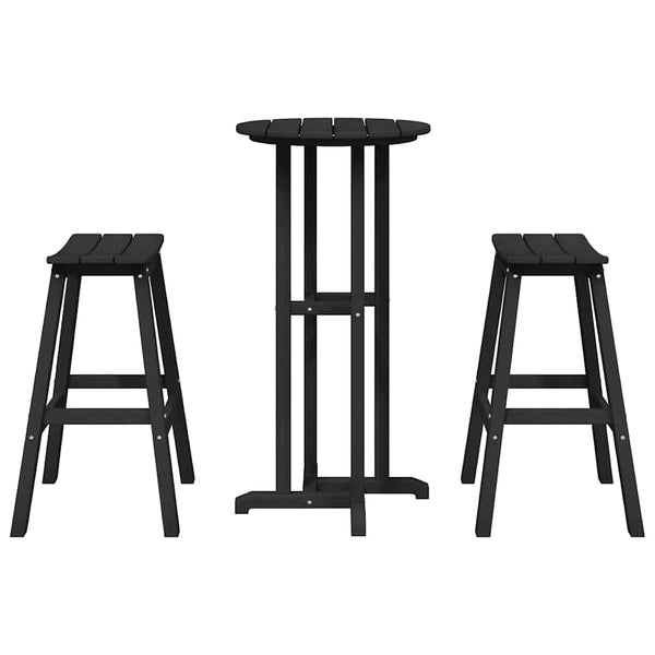 Garten Bar Set 3-teilig Schwarz HDPE
