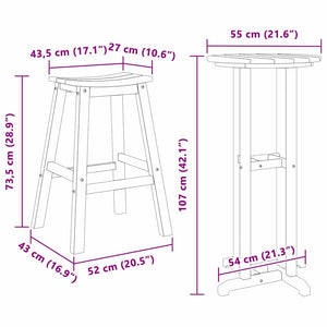 Garten Bar Set 3-teilig Schwarz HDPE