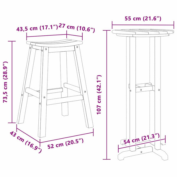Garten Bar Set 3-teilig Hellgrau