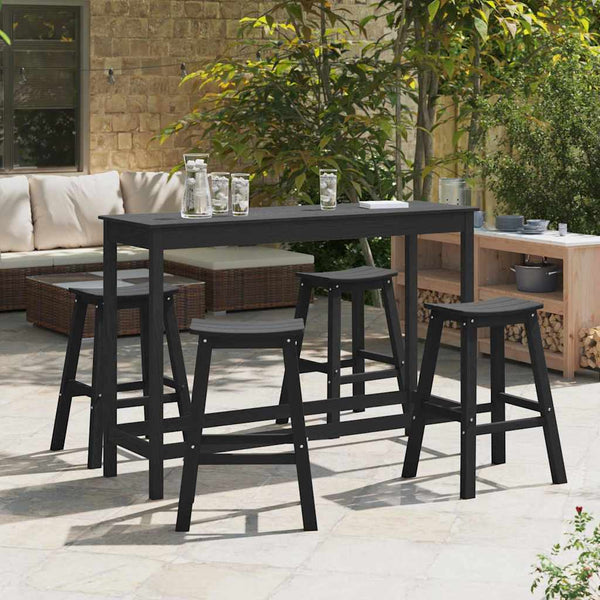Garten Bar Set 4-teilig Schwarz HDPE