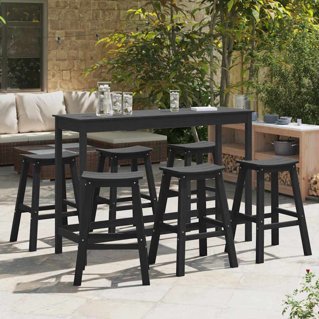 Garten Bar Set 6-teilig Schwarz HDPE