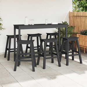Garten Bar Set 6-teilig Schwarz HDPE