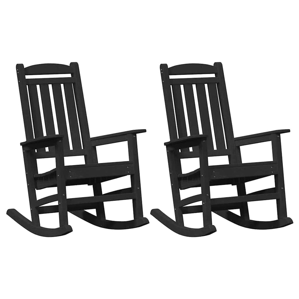 Schwarzer Schaukelstuhl 2er Set Polyethylen