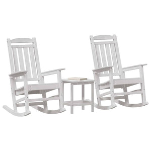 Schaukelstuhl 3er Set, Weiß Polyethylen