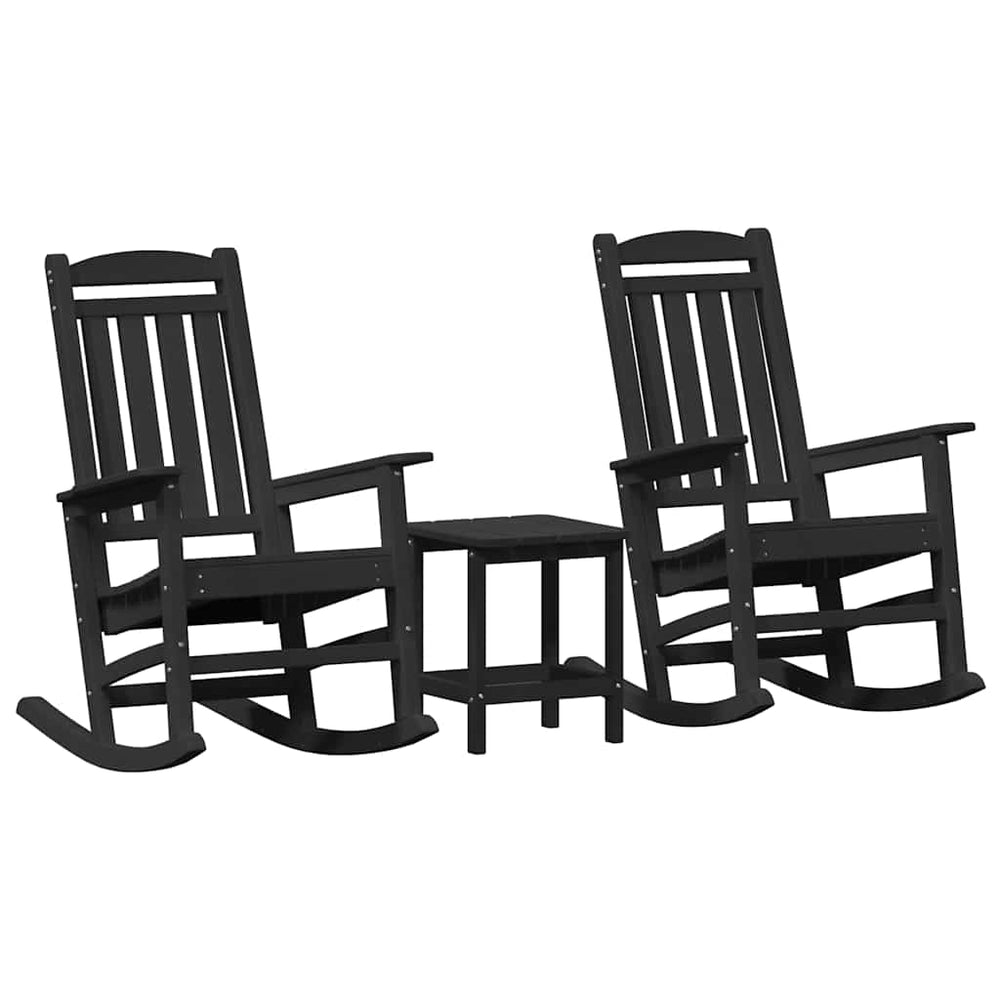 Schwarzer Schaukelstuhl 3er Set Polyethylen