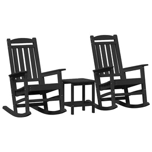 Schwarzer Schaukelstuhl 3er Set Polyethylen