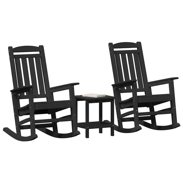 Schwarzer Schaukelstuhl 3er Set Polyethylen