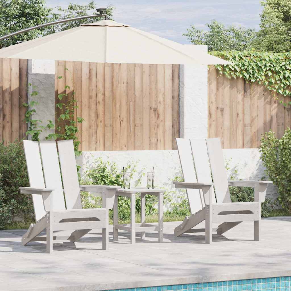 Gartenstuhl 3er Set Weiß Polyethylen