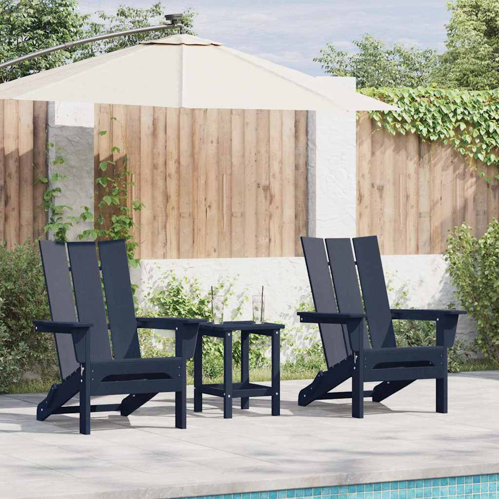 3er Gartenstuhl Set Marineblau Polyethylen