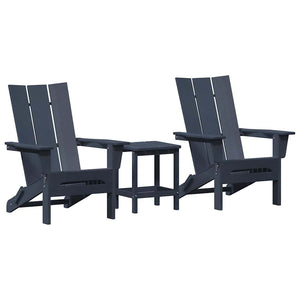 3er Gartenstuhl Set Marineblau Polyethylen
